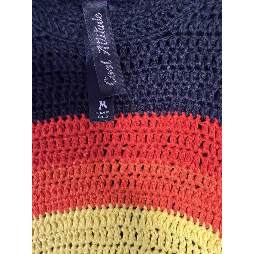Cool Attitude Rainbow Crochet Dress Swim Coverup Black Size Medium Beach Summer - Picture 4 of 10
